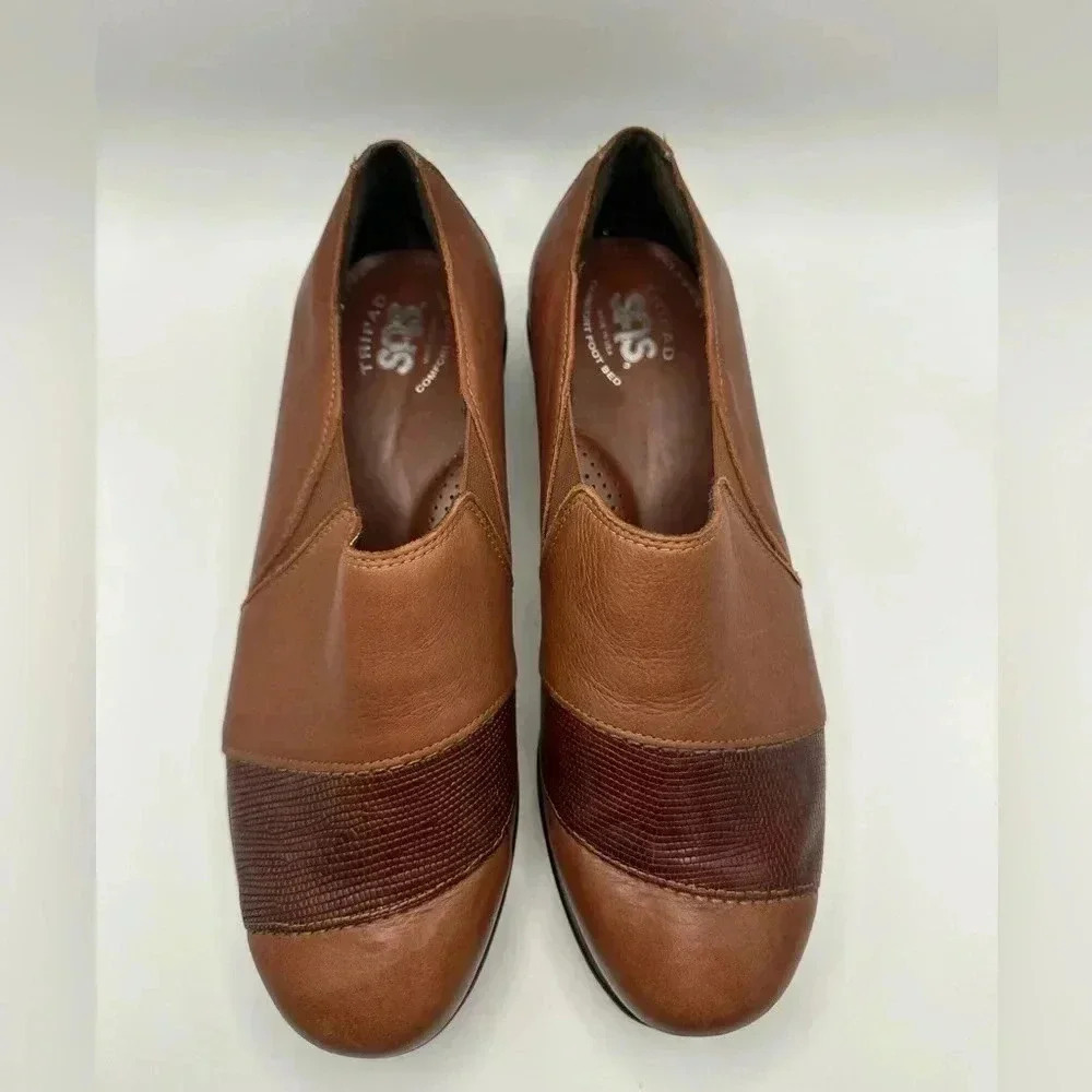 SAS Nora Lizard Slip on Womens Sz 8.5W New in Auburn Tripad Comfort $165 Retail